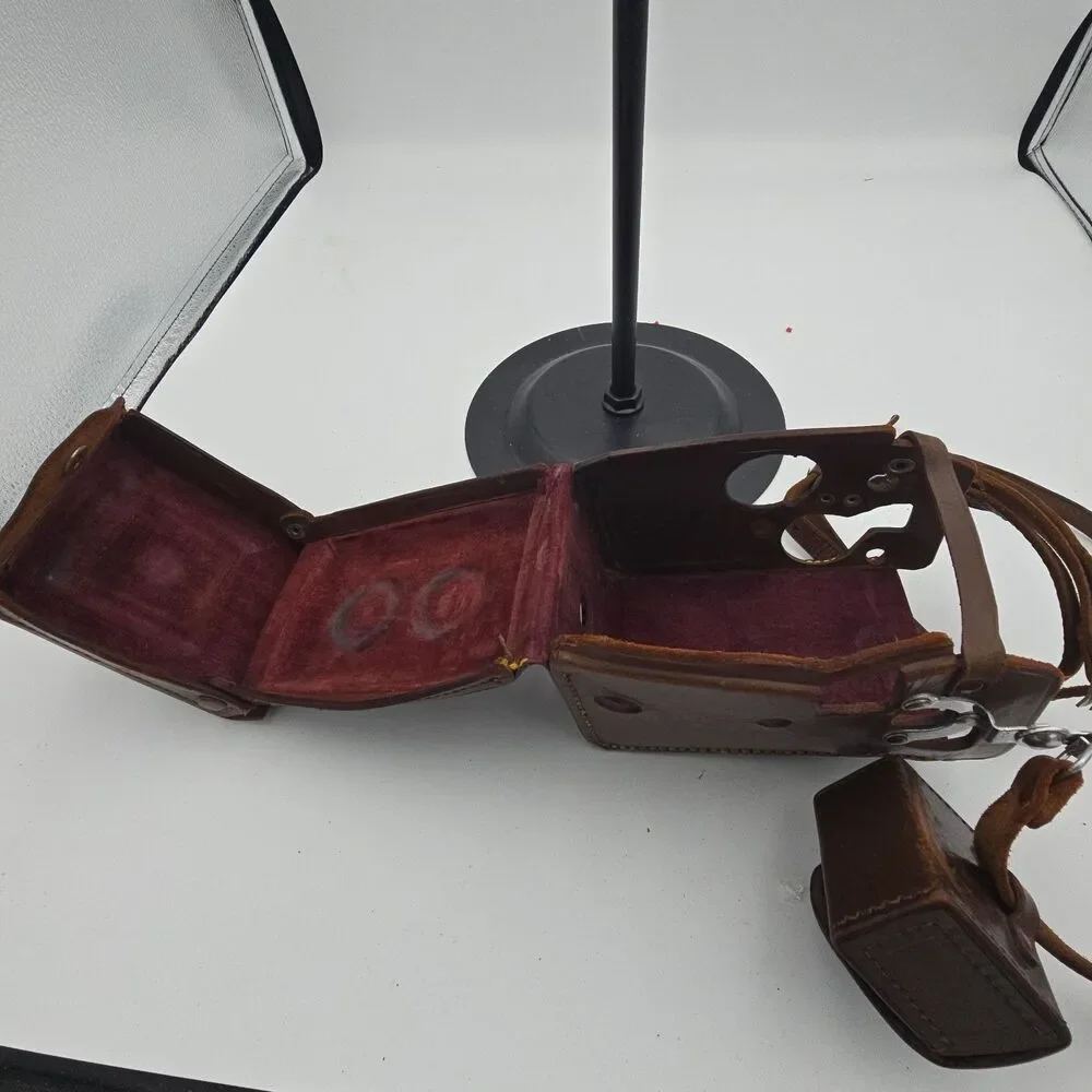 Vintage Elmoflex TLR Camera Leather Ever Ready Case Strap Accessory Pouch Japan